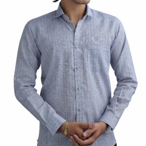 Premium Linen Blend Vertical Stripe Shirt – Regular Fit