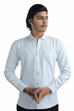 Premium Solid Suiting Shirt White – Tailored Fit